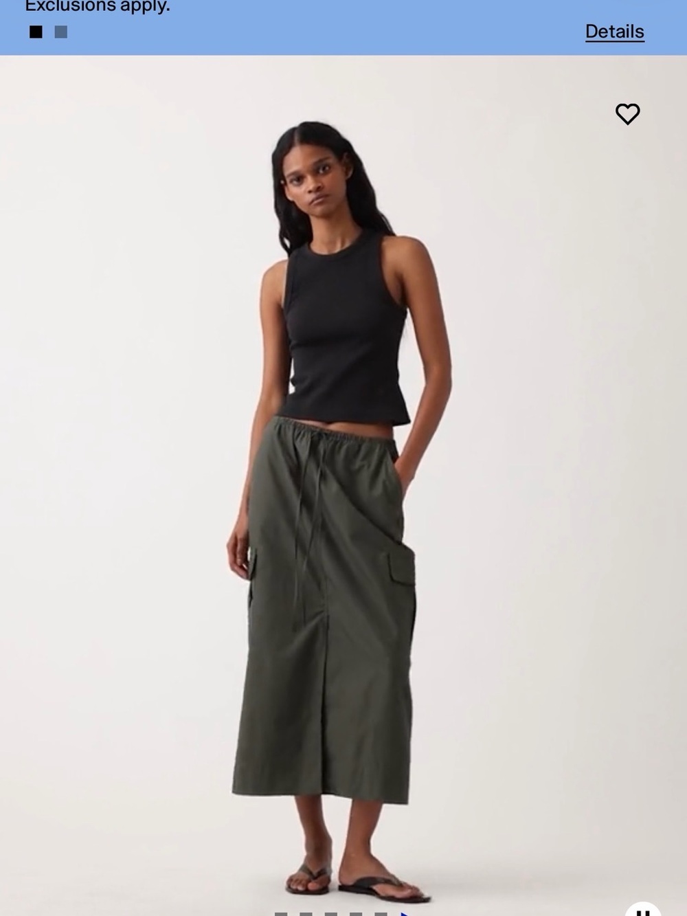 GAP black linen Cargo Midi Skirt